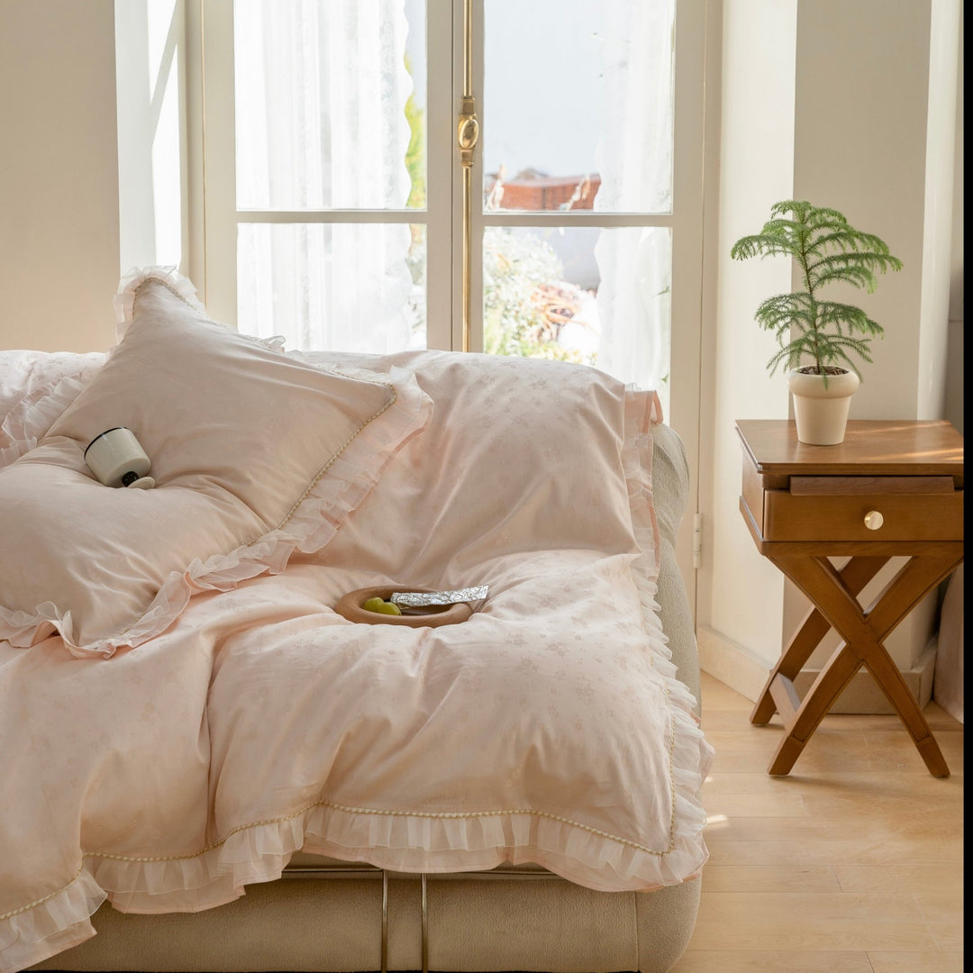 Jacquard Rose Lace Bedding -Bedding- Delicors