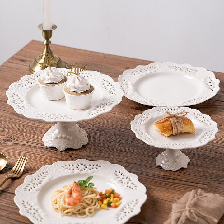 Lace Leaf Plate & Cake Stand Collection -Dinnerware- Delicors