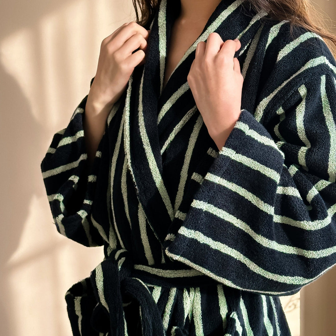 Lisbon Stripe Bathrobe Unisex Collection -- Delicors