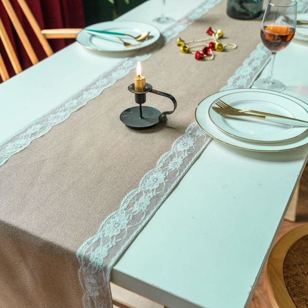 Lovers Linen Lace Table Runner -Table Runner- Delicors