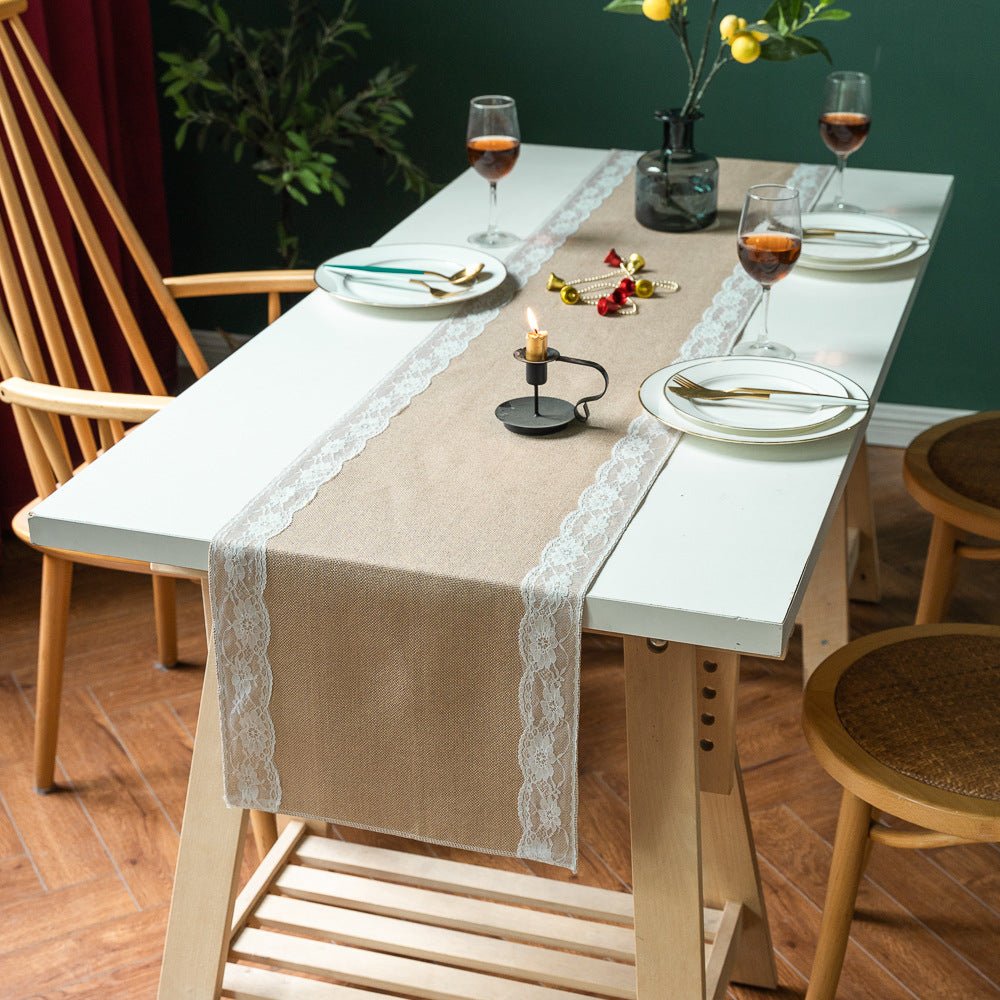 Lovers Linen Lace Table Runner -Table Runner- Delicors