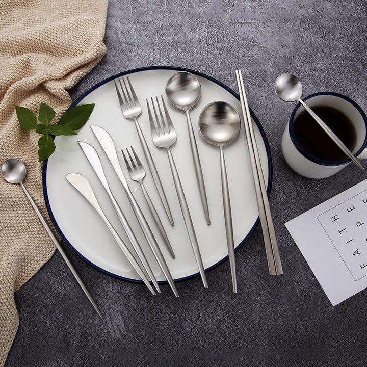Matt Minimalist Stainless Steel Cutlery Set -Cutlery- Delicors