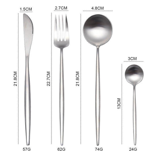 Matt Minimalist Stainless Steel Cutlery Set -Cutlery- Delicors