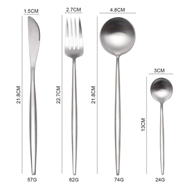 Matt Minimalist Stainless Steel Cutlery Set -Cutlery- Delicors