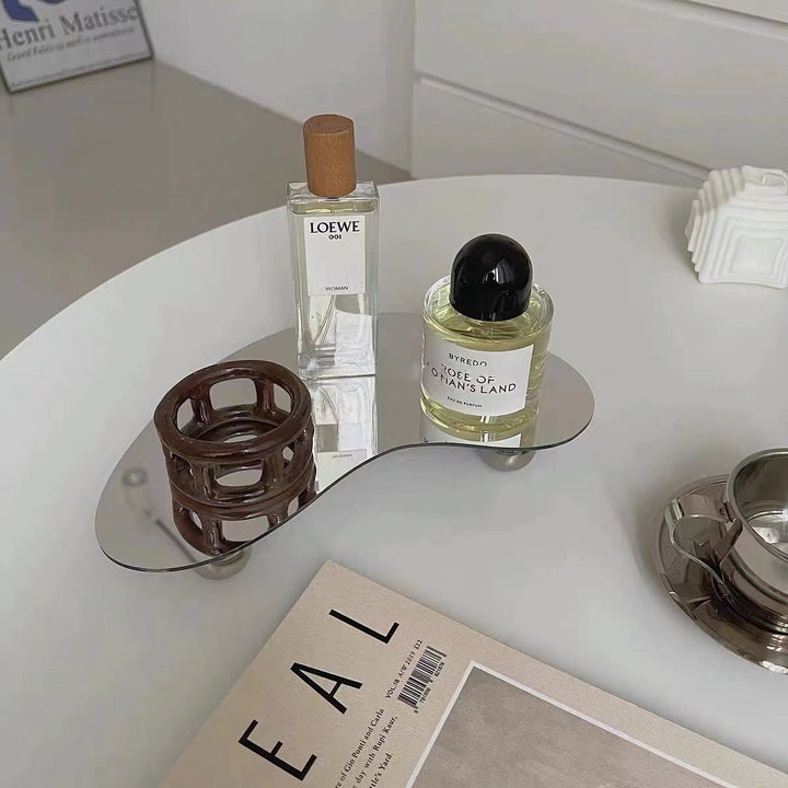 Minimalist Irregular Mirror Elevated Acrylic Tray Collection -- Delicors