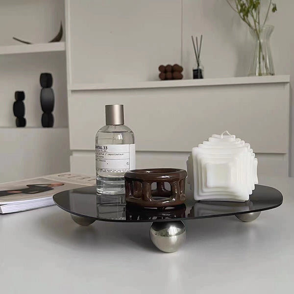 Minimalist Irregular Mirror Elevated Acrylic Tray Collection -- Delicors