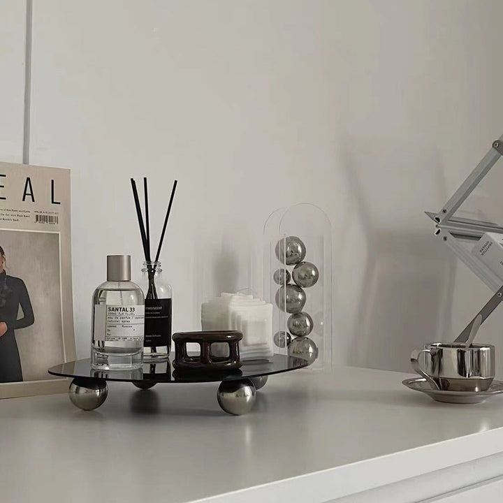 Minimalist Irregular Mirror Elevated Acrylic Tray Collection -- Delicors