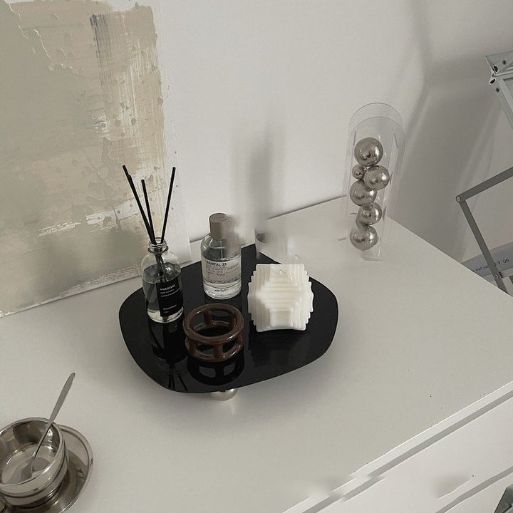 Minimalist Irregular Mirror Elevated Acrylic Tray Collection -- Delicors