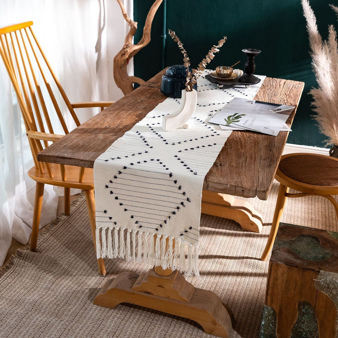 Moroccan Tassel Table Runner Collection -- Delicors