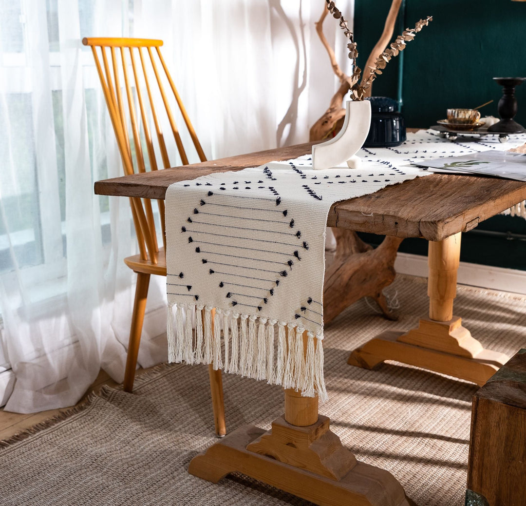 Moroccan Tassel Table Runner Collection -- Delicors