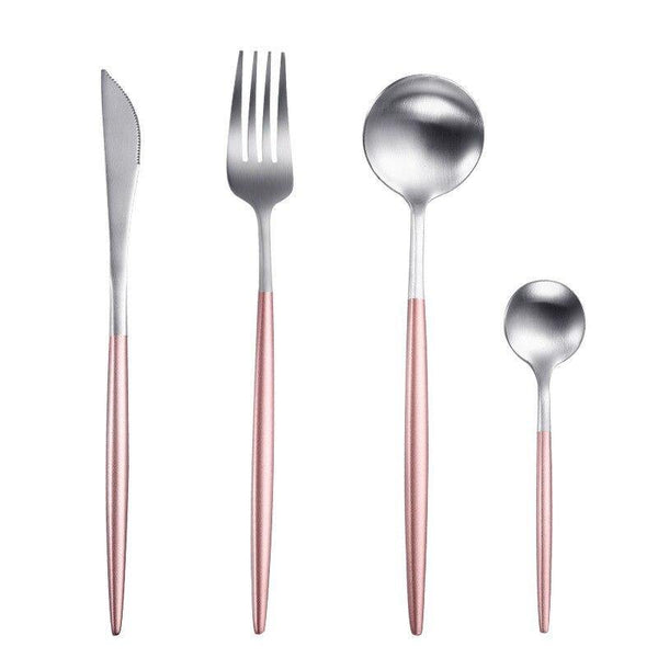 Pink Dipped Stainless Steel Cutlery Set -- Delicors