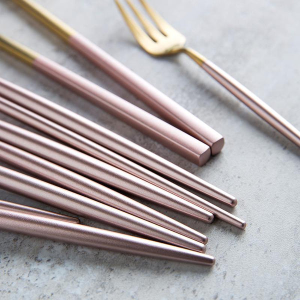 Pink Dipped Stainless Steel Cutlery Set -- Delicors