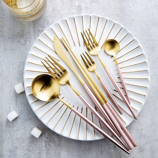 Pink Dipped Stainless Steel Cutlery Set -- Delicors