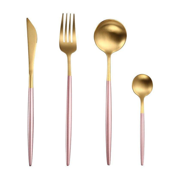 Pink Dipped Stainless Steel Cutlery Set -- Delicors