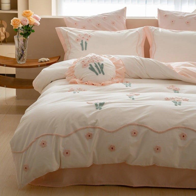 Pink Flower Petal Bedding Set -Bedding- Delicors