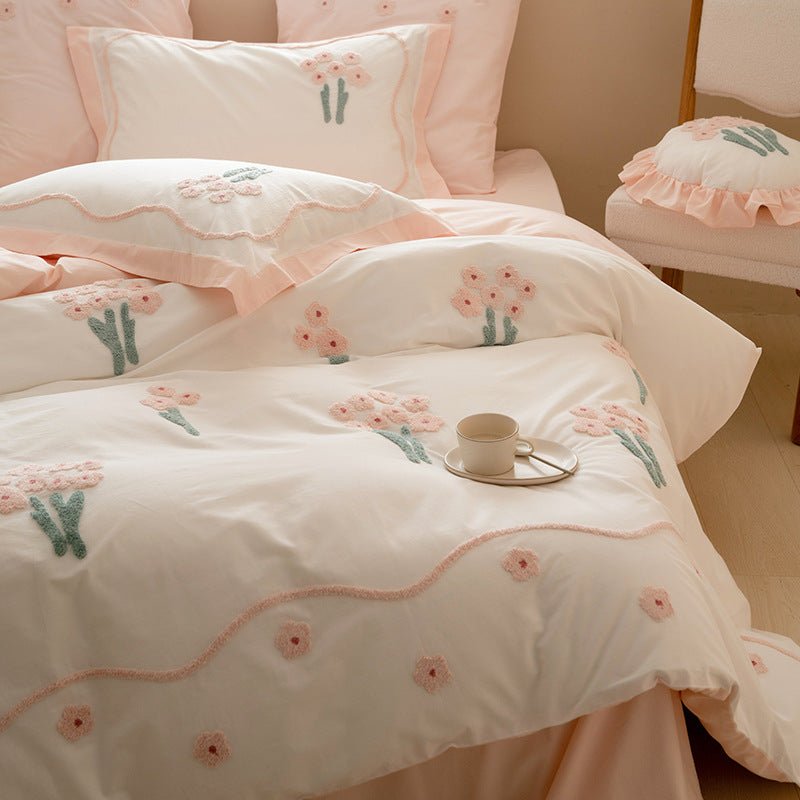 Pink Flower Petal Bedding Set -Bedding- Delicors