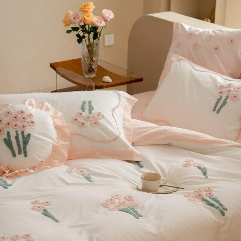 Pink Flower Petal Bedding Set -Bedding- Delicors