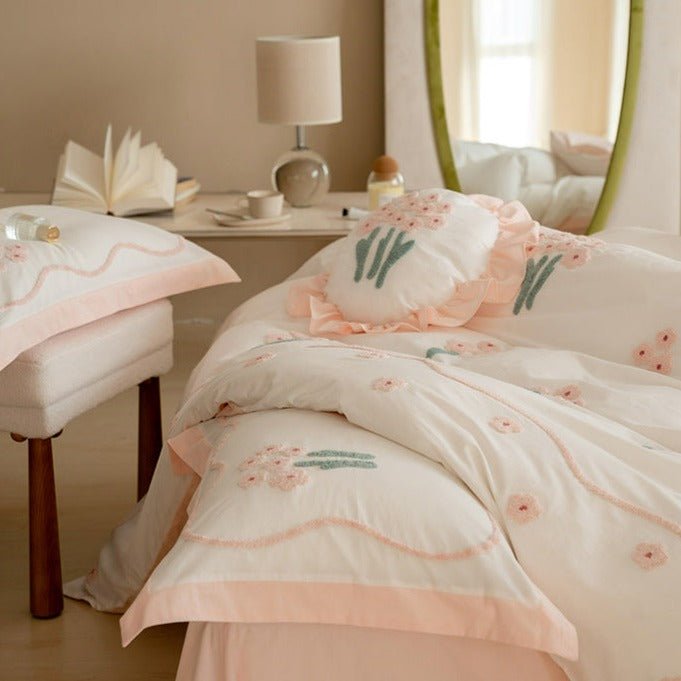 Pink Flower Petal Bedding Set -Bedding- Delicors
