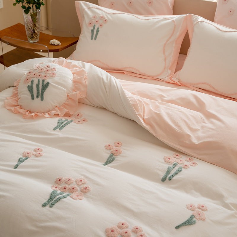 Pink Flower Petal Bedding Set -Bedding- Delicors