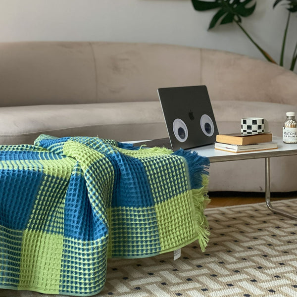 Plaid Waffle Towel Blanket -Throw- Delicors