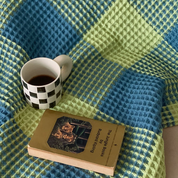 Plaid Waffle Towel Blanket -Throw- Delicors
