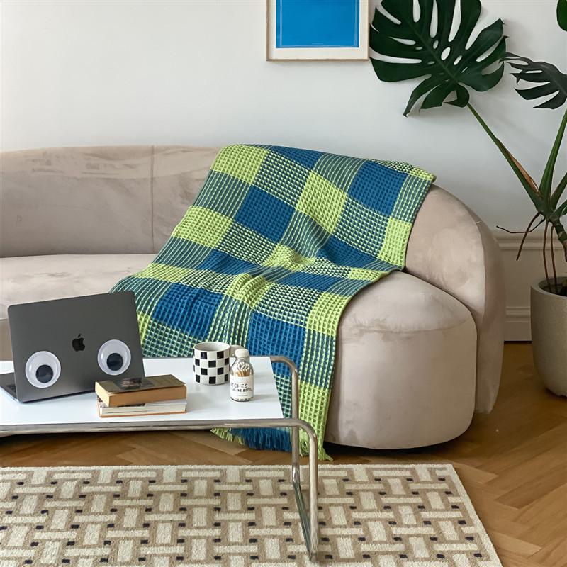 Plaid Waffle Towel Blanket -Throw- Delicors