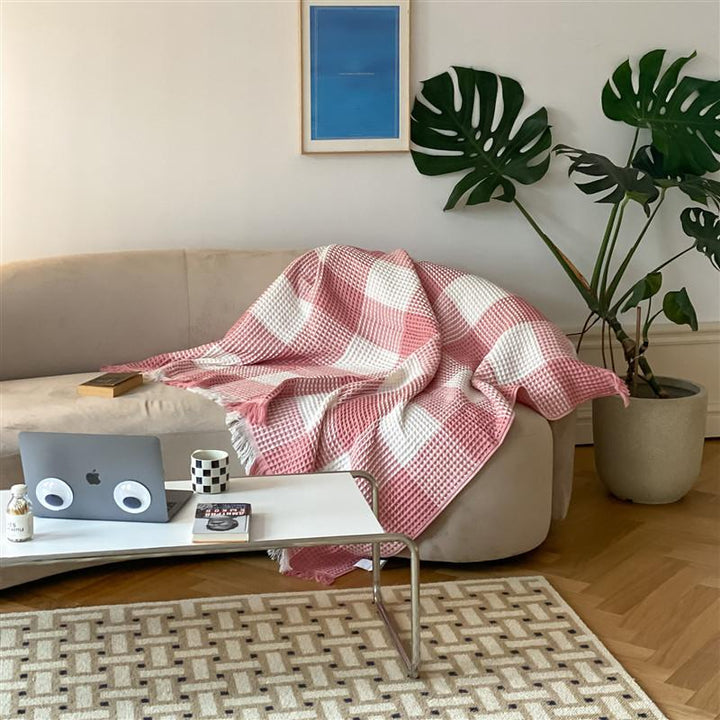 Plaid Waffle Towel Blanket -Throw- Delicors