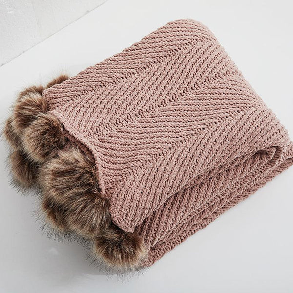 Pom Pom Fur Blanket -Throw- Delicors