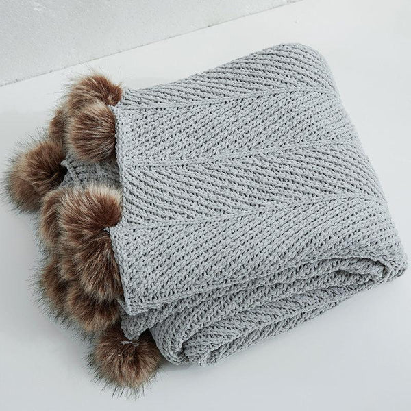 Pom Pom Fur Blanket -Throw- Delicors