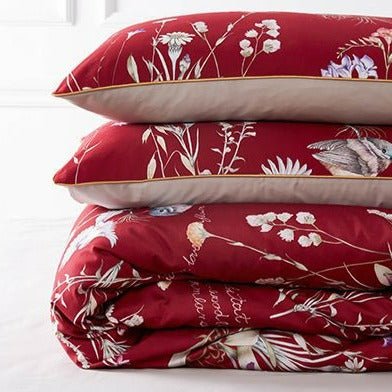 Red Singing Bird Bedding Set -- Delicors