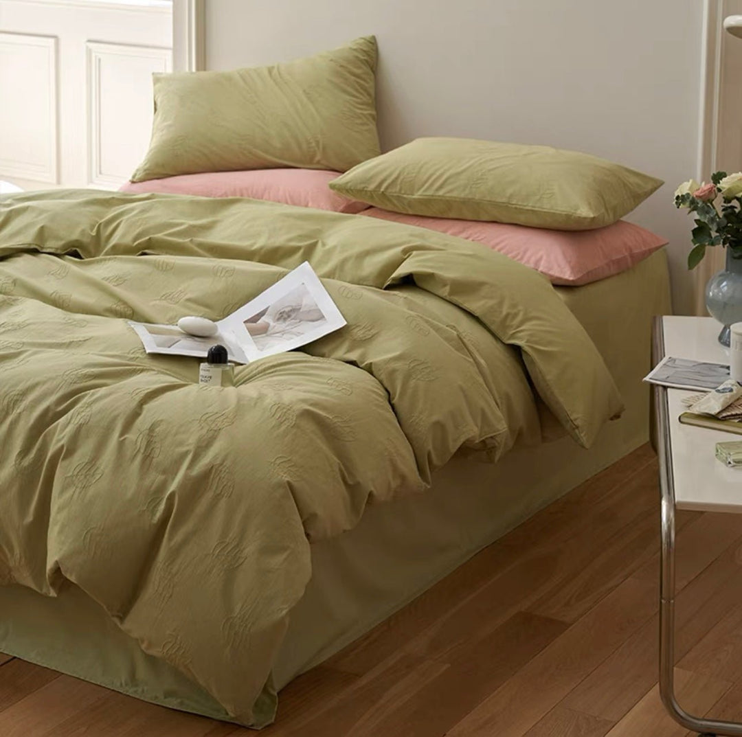 Rose Textured Bedding Set -Bedding- Delicors