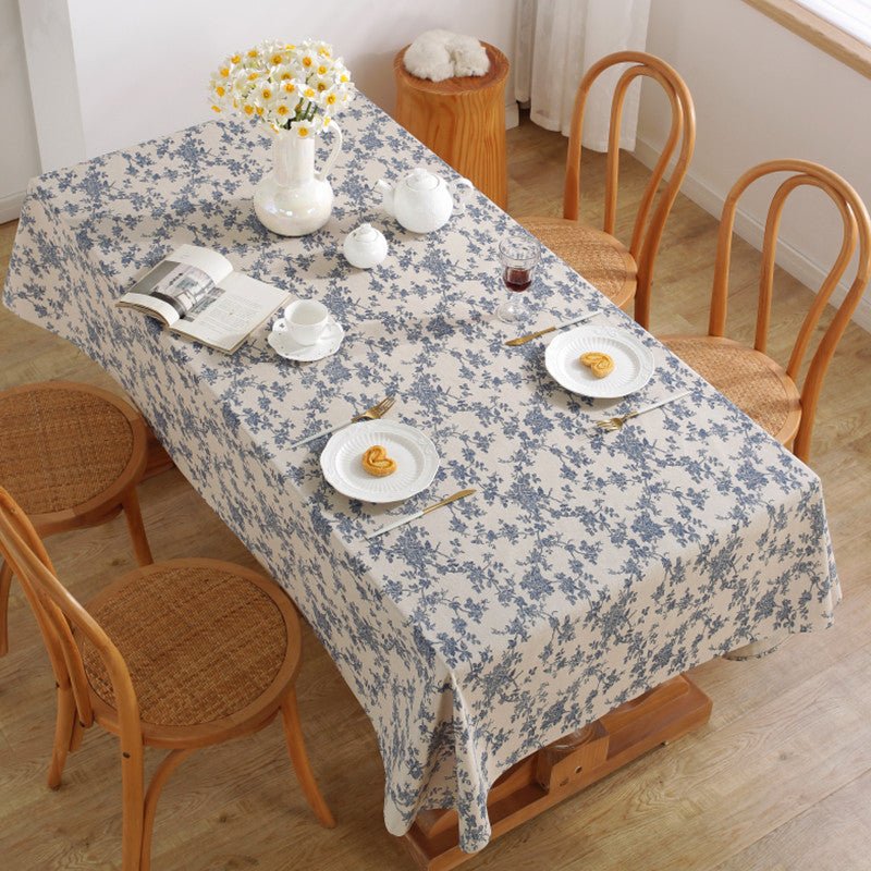 Royal Blue Tapestry Frill Table Cloth -Table Cloth- Delicors