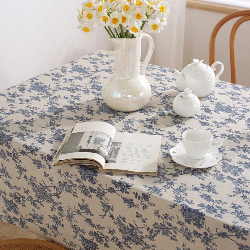 Royal Blue Tapestry Frill Table Cloth -Table Cloth- Delicors