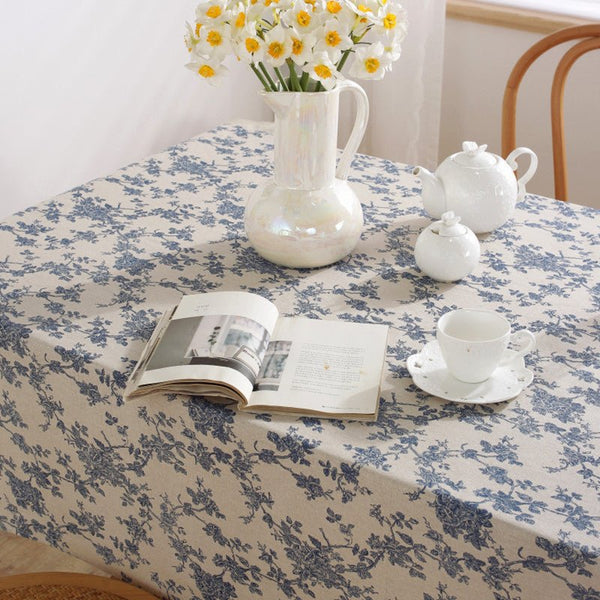 Royal Blue Tapestry Frill Table Cloth -Table Cloth- Delicors
