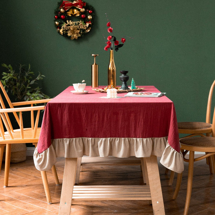 Royal Red Frill Table Cloth -- Delicors