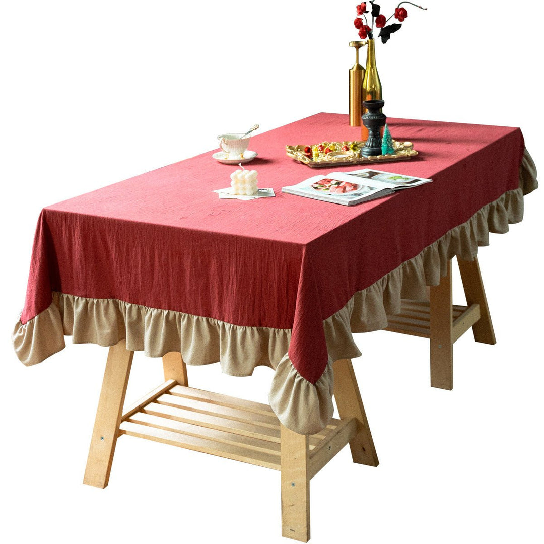 Royal Red Frill Table Cloth -- Delicors