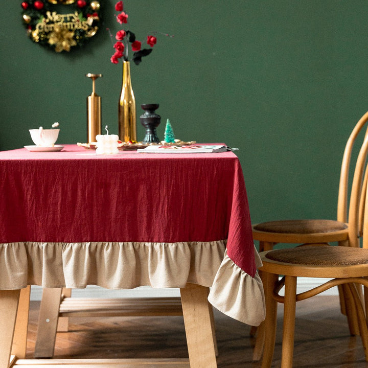 Royal Red Frill Table Cloth -- Delicors