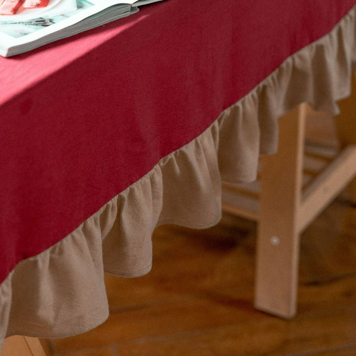 Royal Red Frill Table Cloth -- Delicors