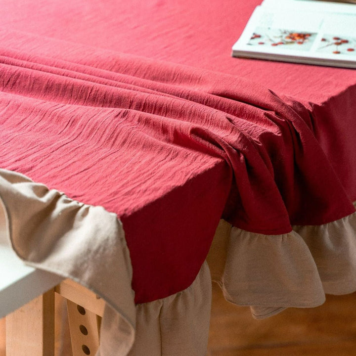 Royal Red Frill Table Cloth -- Delicors