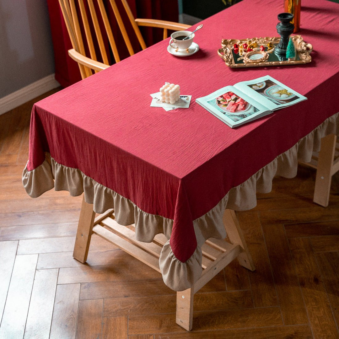 Royal Red Frill Table Cloth -- Delicors