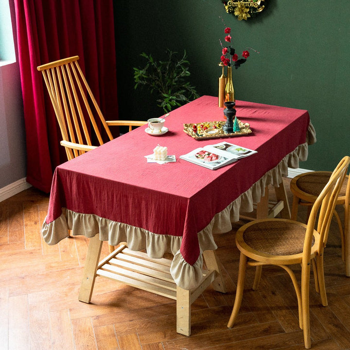 Royal Red Frill Table Cloth -- Delicors