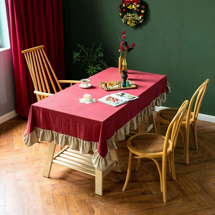 Royal Red Frill Table Cloth -- Delicors