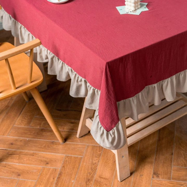 Royal Red Frill Table Cloth -- Delicors