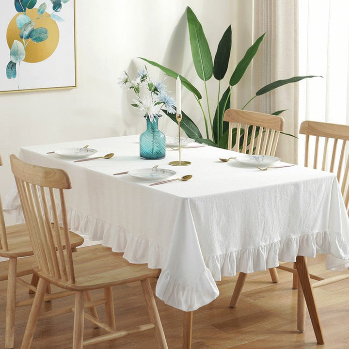 Royal Wintertime White Tiered Table Cloth Collection -Table Cloth- Delicors