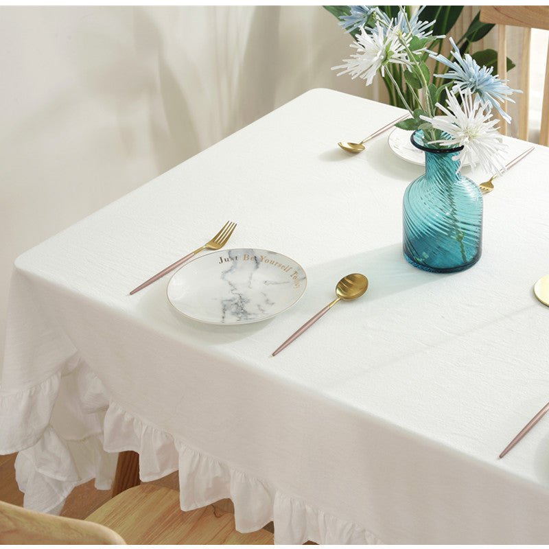 Royal Wintertime White Tiered Table Cloth Collection -Table Cloth- Delicors