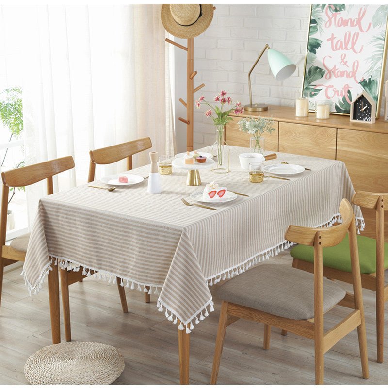 Striped Tassel Table Cloth Collection -Table Cloth- Delicors