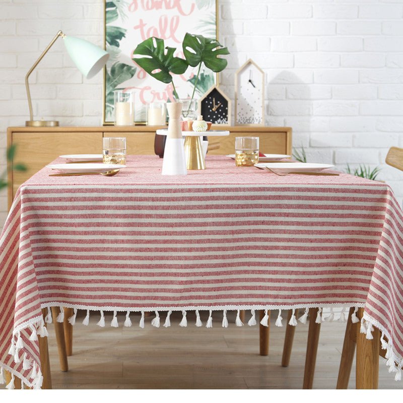 Striped Tassel Table Cloth Collection -Table Cloth- Delicors