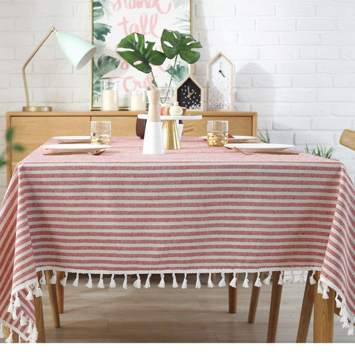 Striped Tassel Table Cloth Collection -Table Cloth- Delicors