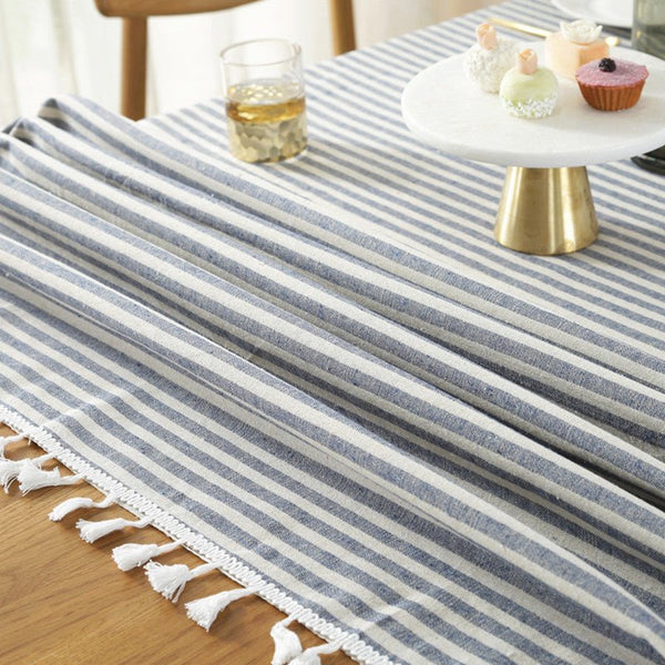 Striped Tassel Table Cloth Collection -Table Cloth- Delicors