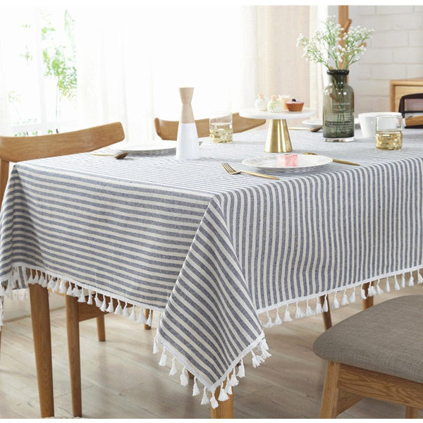 Striped Tassel Table Cloth Collection -Table Cloth- Delicors